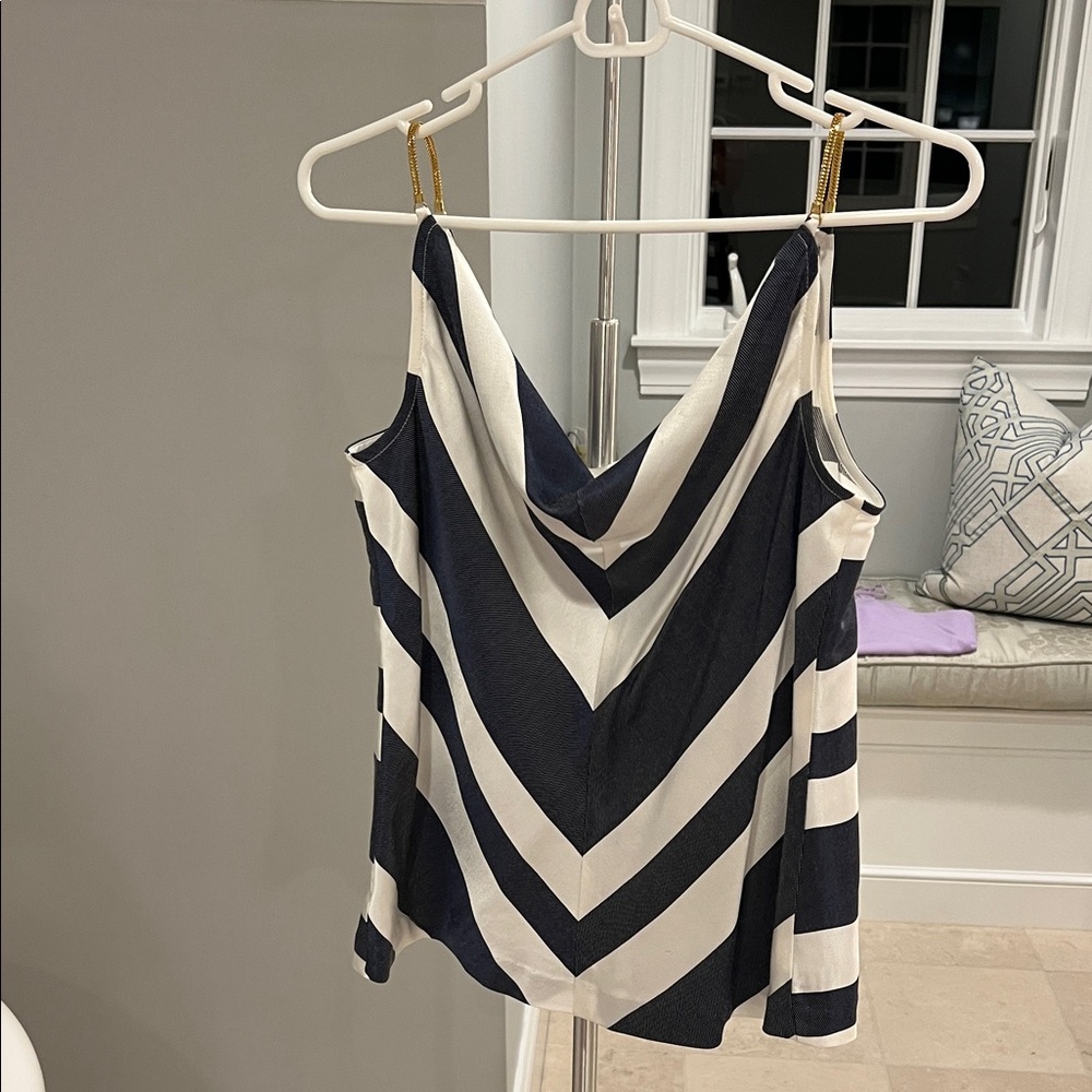 Trina Turk Navy and Cream Chevron Camisole